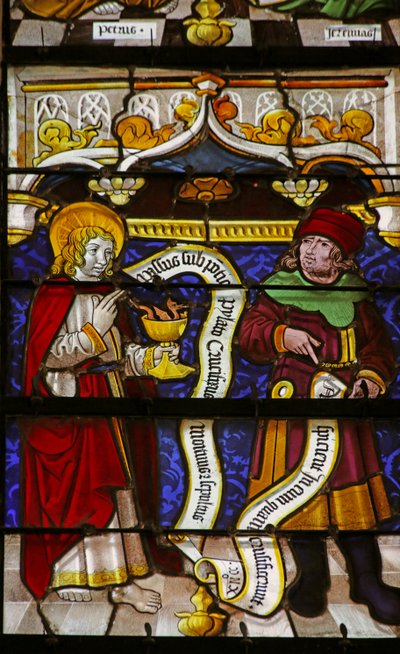 Fenster mit Darstellung von Johannes und dem Propheten Sacharja von French School